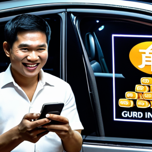 **A distressed Thai individual, holding an empty wallet, stares at a phone screen displaying a severe financial loss. In the background, a large, charismatic online "guru" figure, projected onto a glowing screen, smiles confidently amidst symbols of luxury (fast car, money stacks). The scene captures the deceptive allure of quick-rich schemes and the painful reality of online investment fraud. Dynamic lighting, illustrating illusion versus reality.**